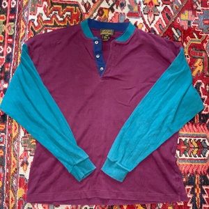 Vintage Eddie Bauer color block shirt made USA XL
